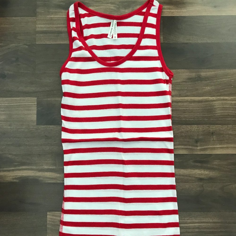 Color Story Red and White Stripped Tank Top